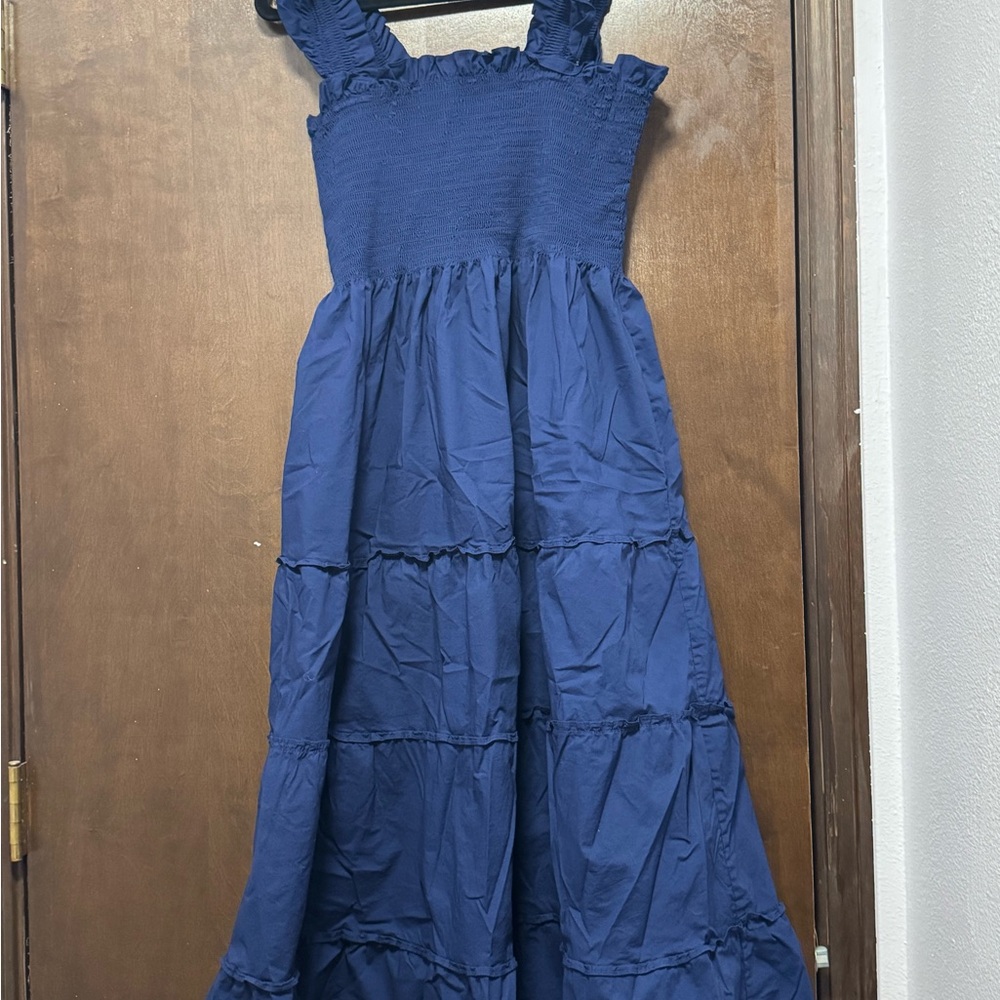 Hill House Nap Dress - Blue Smocked Maxi Sundress